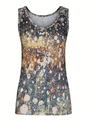 Summer Allover Print V Neck Tank Top for Women