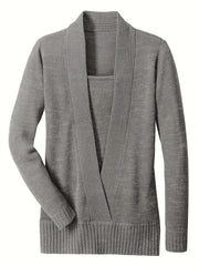 Casual Sweater Women's Solid Long Sleeve V Neck Jumper