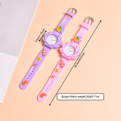 2pcs Set Football Bunny Cat Silicone Strap Watch for Kids