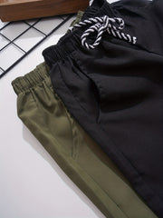 2pcs Boys Drawstring Waist Shorts Soft Comfortable Breathable Kids Clothes