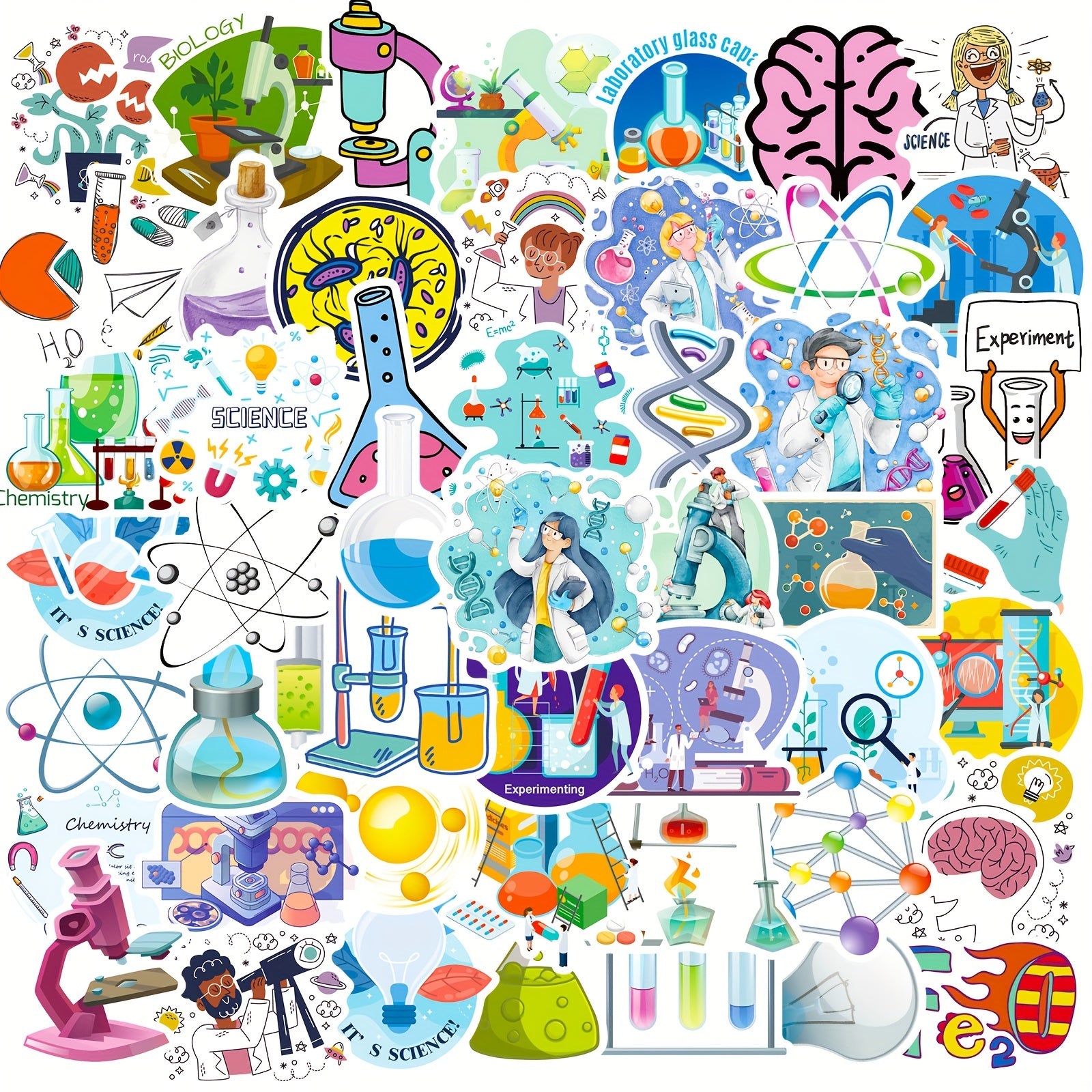 50pcs Laboratory Science Stickers Physics Biology Chemistry Stickers