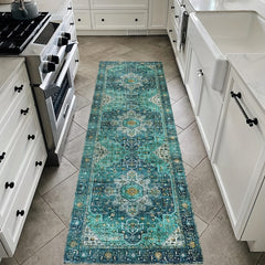 Boho Medallion Laundry Room Rug Runner Non Slip Vintage