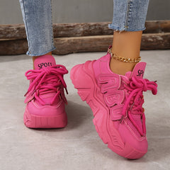 Women's Knit Mesh Sneakers Casual Solid Lace Up Low Top Shoes