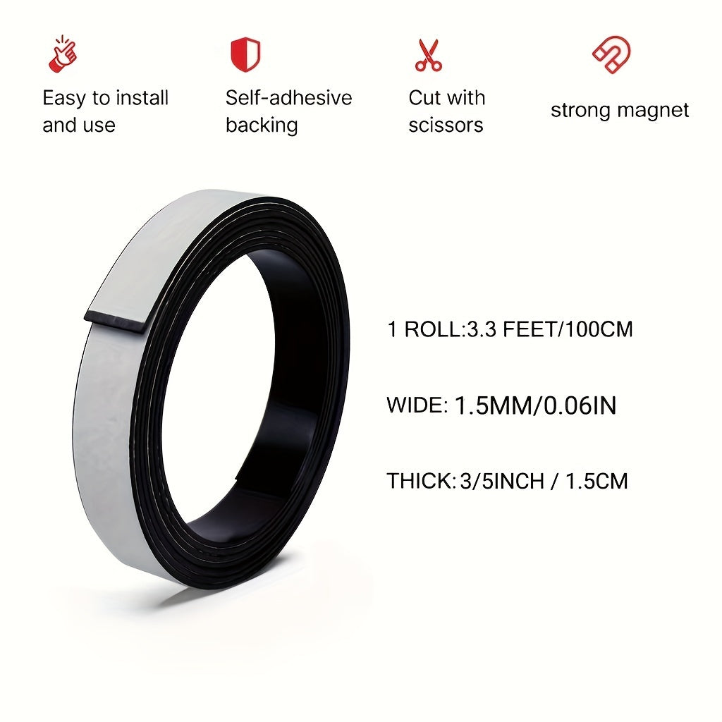 1pc Magnetic Tape 3 3 Feet Magnet Tape Roll 3 5'' Wide X 3 3 Ft Long X 1 5mm