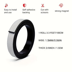 1pc Magnetic Tape 3 3 Feet Magnet Tape Roll 3 5'' Wide X 3 3 Ft Long X 1 5mm