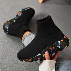 Breathable Flying Woven Boots Slip On Sock Shoes