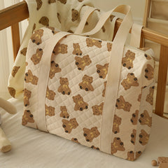 Teddy Bear Print Diaper Bag with Wet Dry Compartments