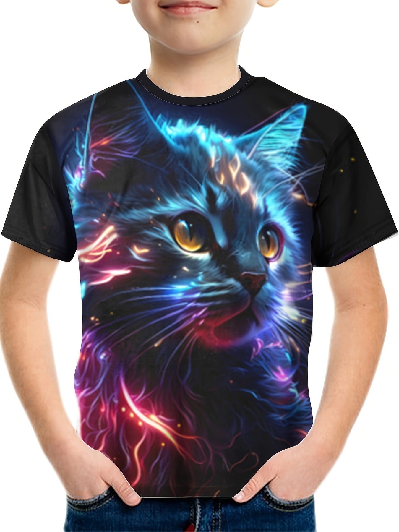 3D Print Boy's T-shirt Breathable Round Neck Casual Top