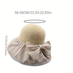 Pleated Brim Bow Bucket Hat Foldable Sun Hat