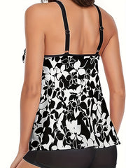 Floral Print Tankini Set Women's Swimwear Two Piece Set