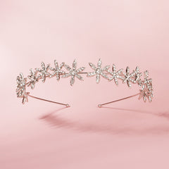 Rhinestone Crystal Tiara Crown for Women - Rose Golden