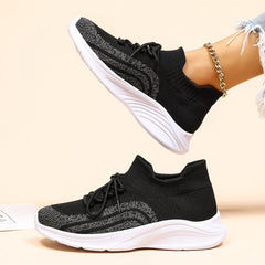 Women's Knit Breathable Low Top Lace-Up Sneakers