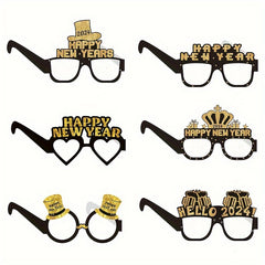 6pcs Funny Photo Glasses Paper Glasses Year Party Decoration