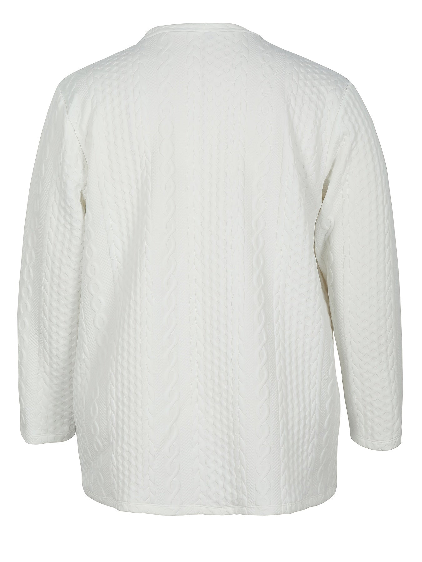 Solid Cable Knit Long Sleeve Open Front Warm Cardigan