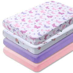 BEEWEED 4-Piece Microfiber Crib Sheets for Boys and Girls