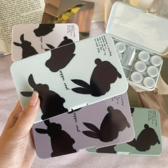 Portable Rabbit Lens Cases with Tweezers & Solution Bottle