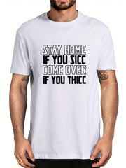 Men's Stay Home Look Letter Print T Shirt for Summer