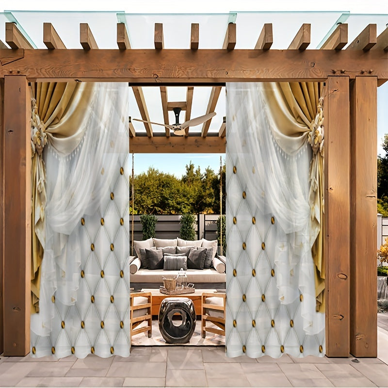 2 Panels Golden Curtain Digital Printed Thickened Curtain
