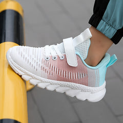 Girl's Gradient Colour Woven Knit Breathable Sneakers