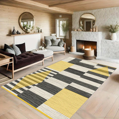 Geometric Line Patterned Carpet for Living Room, Dining Room & Office