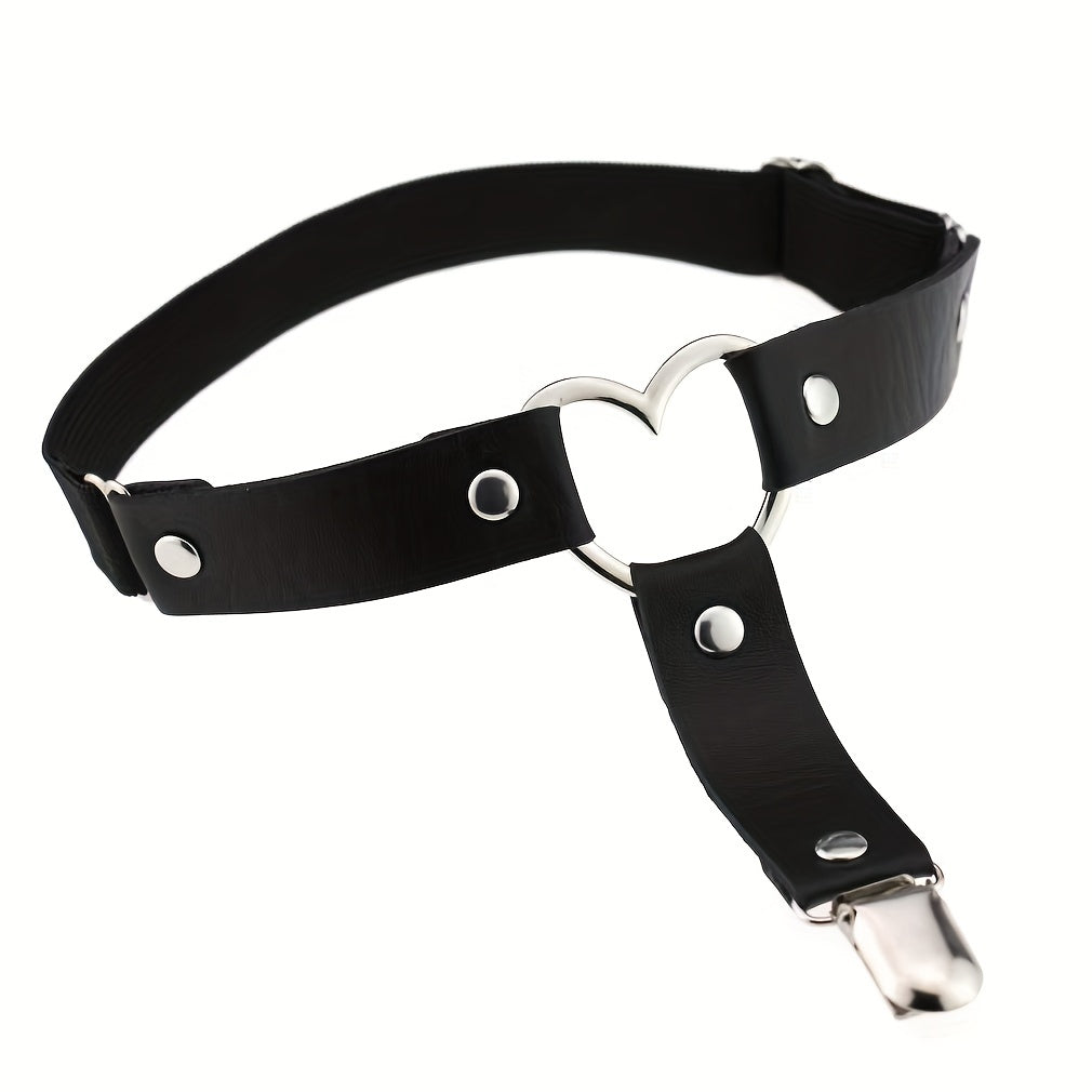 Heart Ring Linked Leg Ring Belt Single Leg Strappy Loop Belt