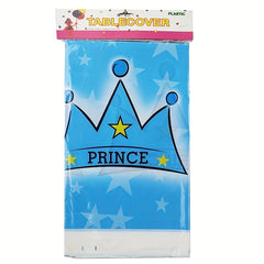Kids' Birthday Party Tablecloth Crown Happy Birthday Print