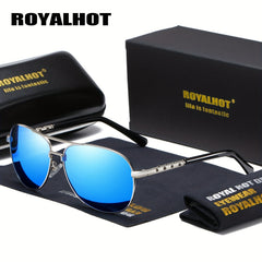 RoyalHot Pilot Frog Mirror Metal Polarized Sunglasses