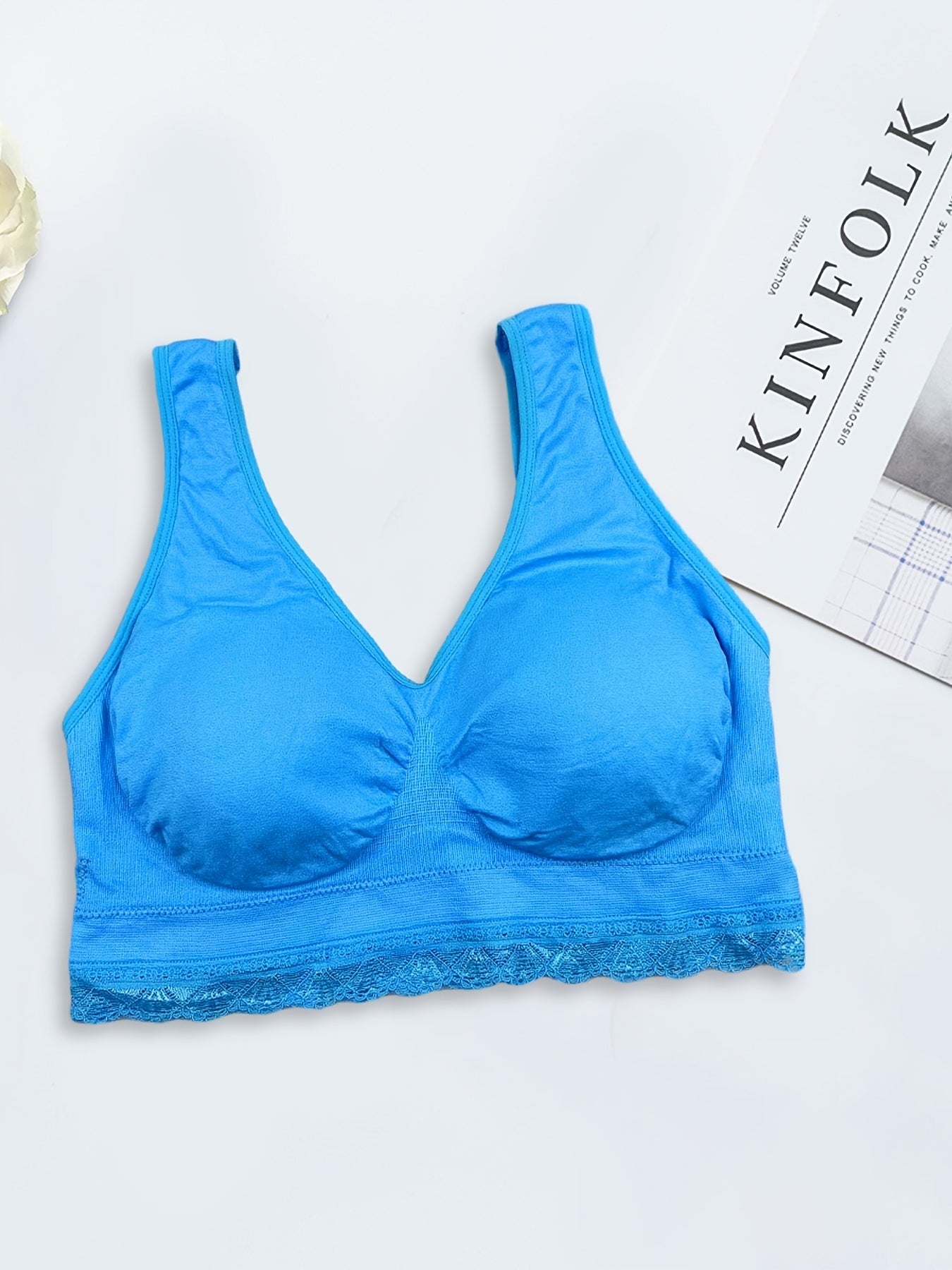 7pcs Lace Sports Bras Comfy Running Tank Bra Women's Underwear
