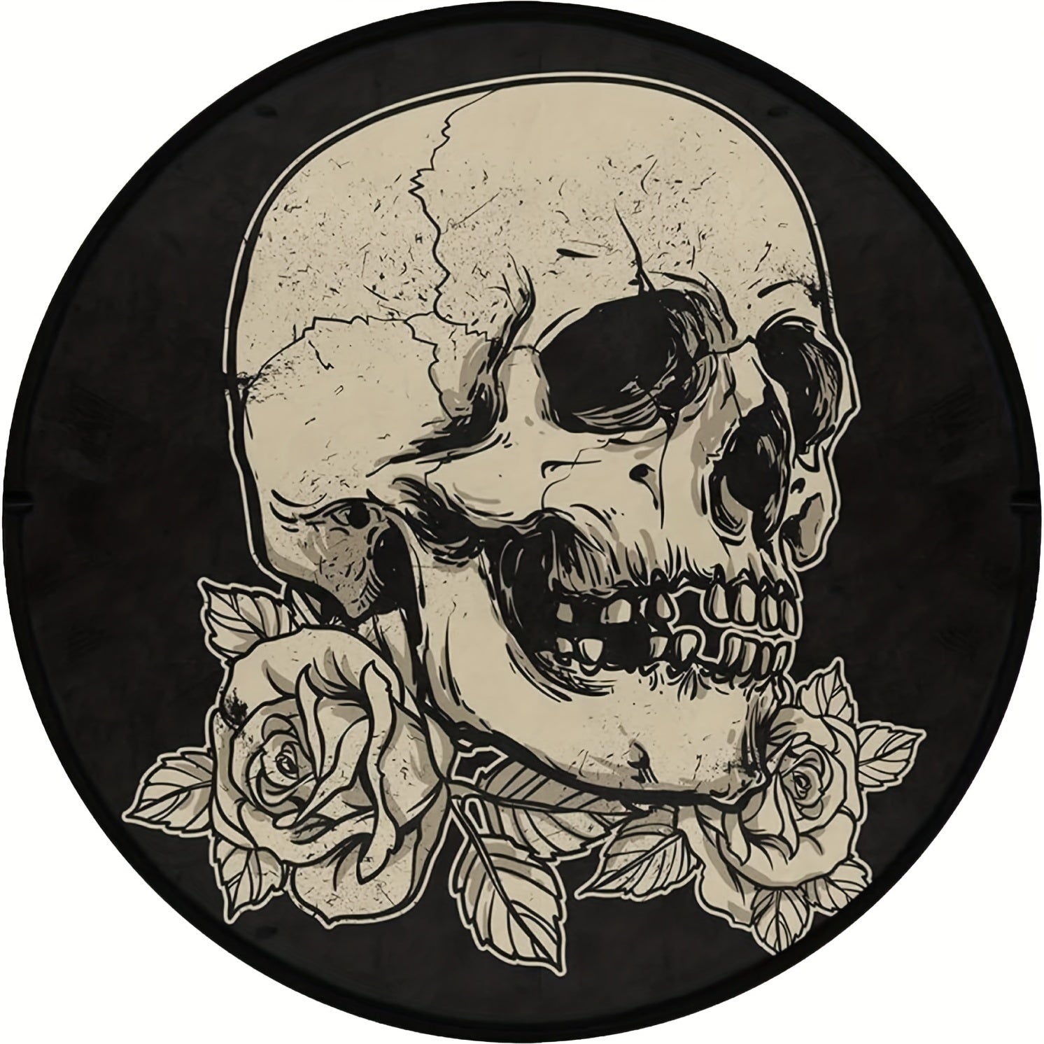 Halloween Skull Rug Round Non-Slip Floor Mat Floral Area Rugs Washable Carpet