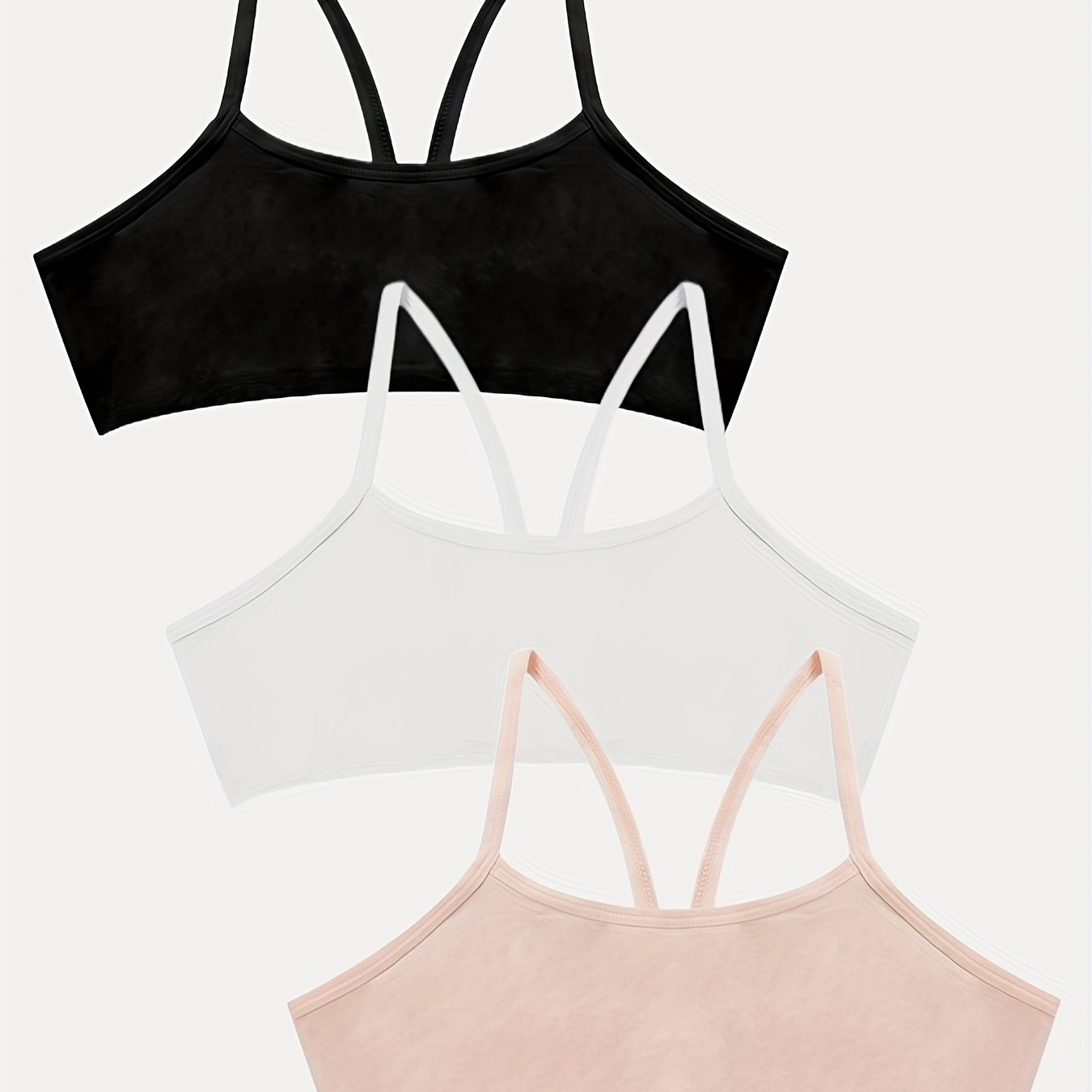 3pcs Girl's Cross Straps Bralette Multiple Colors