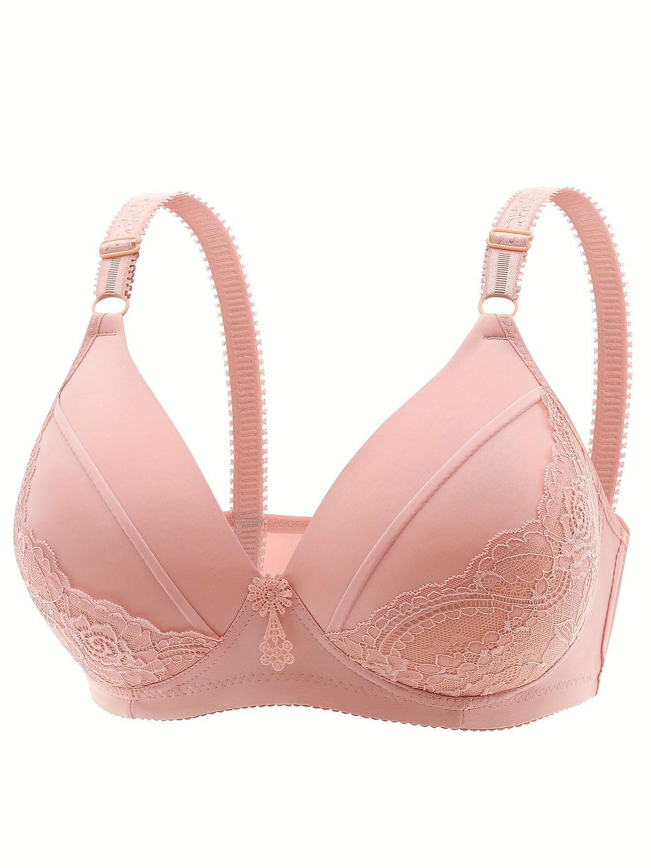 Plus Size Bra Women's Plus Floral Appliques Wireless Everyday Bra