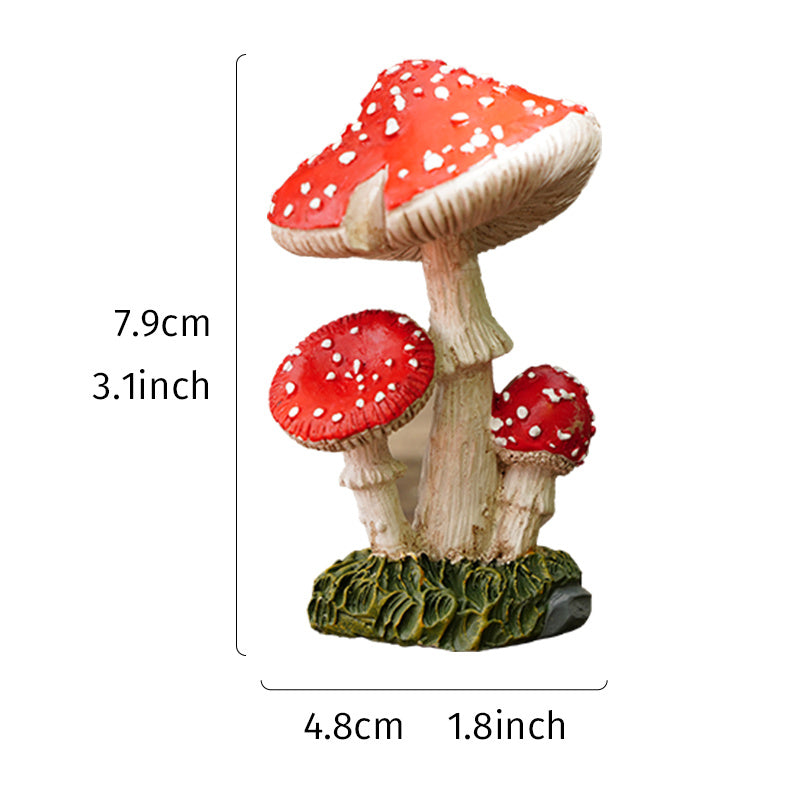 3 Mushroom Figurines Fairy Garden Decor Micro Landscape Decoration
