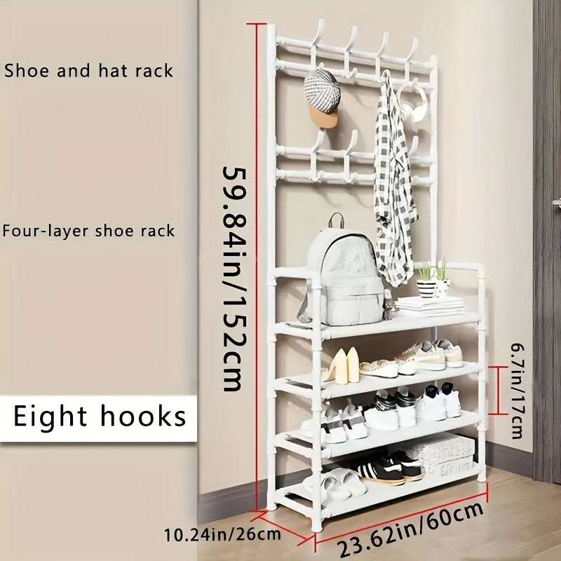 Floor To Floor Clothes And Hat Rack Shoe Rack Integrated Combination