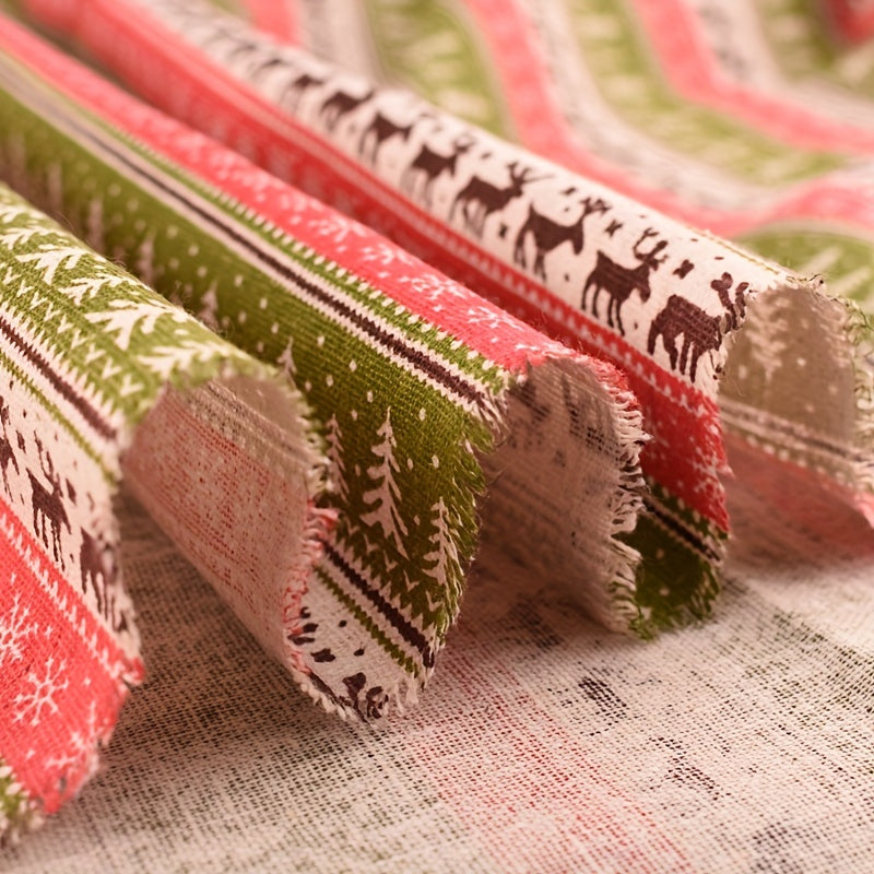 Christmas Series Cotton Linen Fabric DIY Quilting Sewing Material 50cmx152cm