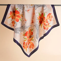 Flower Animal Print Bandana Shawl Satin Scarf Neckerchief Head Wrap