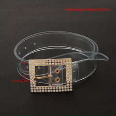 Stylish Rhinestone Eyelet Belt with Buckle for Women