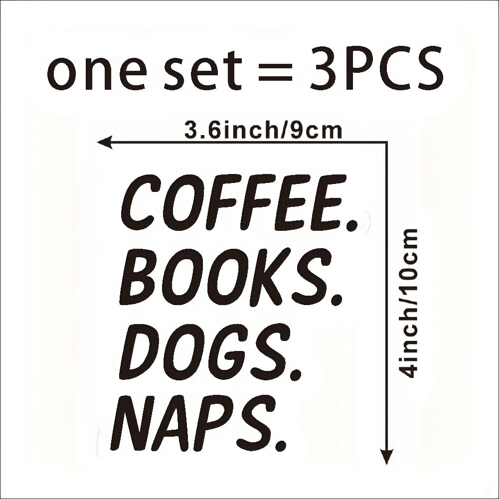 Coffee Books Dogs Naps Sticker Set - Dog Rescue Laptop Decals