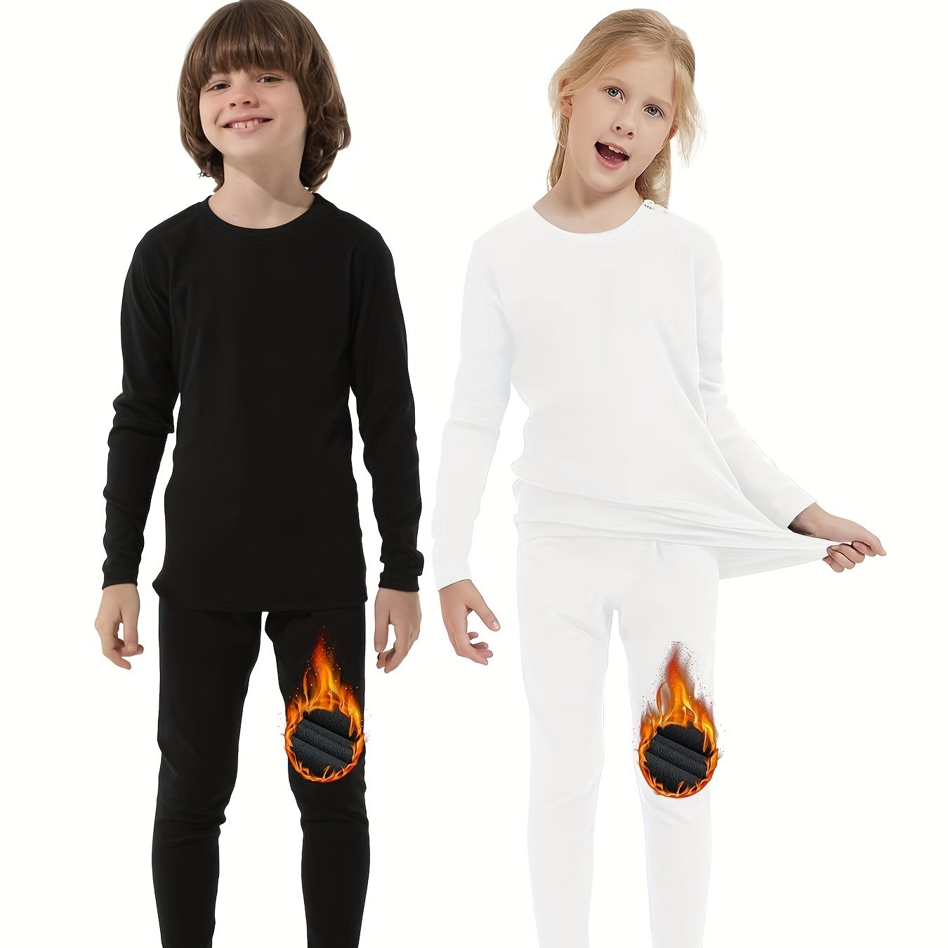 HOPLYNN 2 Packs Warm Outfits Pullover Solid Leggings Boys Girls Sports Kids