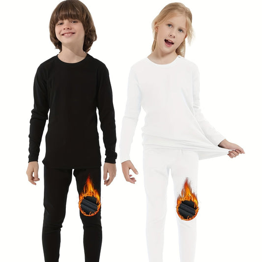 HOPLYNN 2 Packs Warm Outfits Pullover Solid Leggings Boys Girls Sports Kids