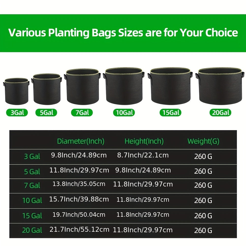 5pcs Aeration Grow Bags Nonwoven Fabric Pots With Handles
