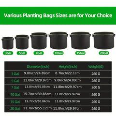 5pcs Aeration Grow Bags Nonwoven Fabric Pots With Handles