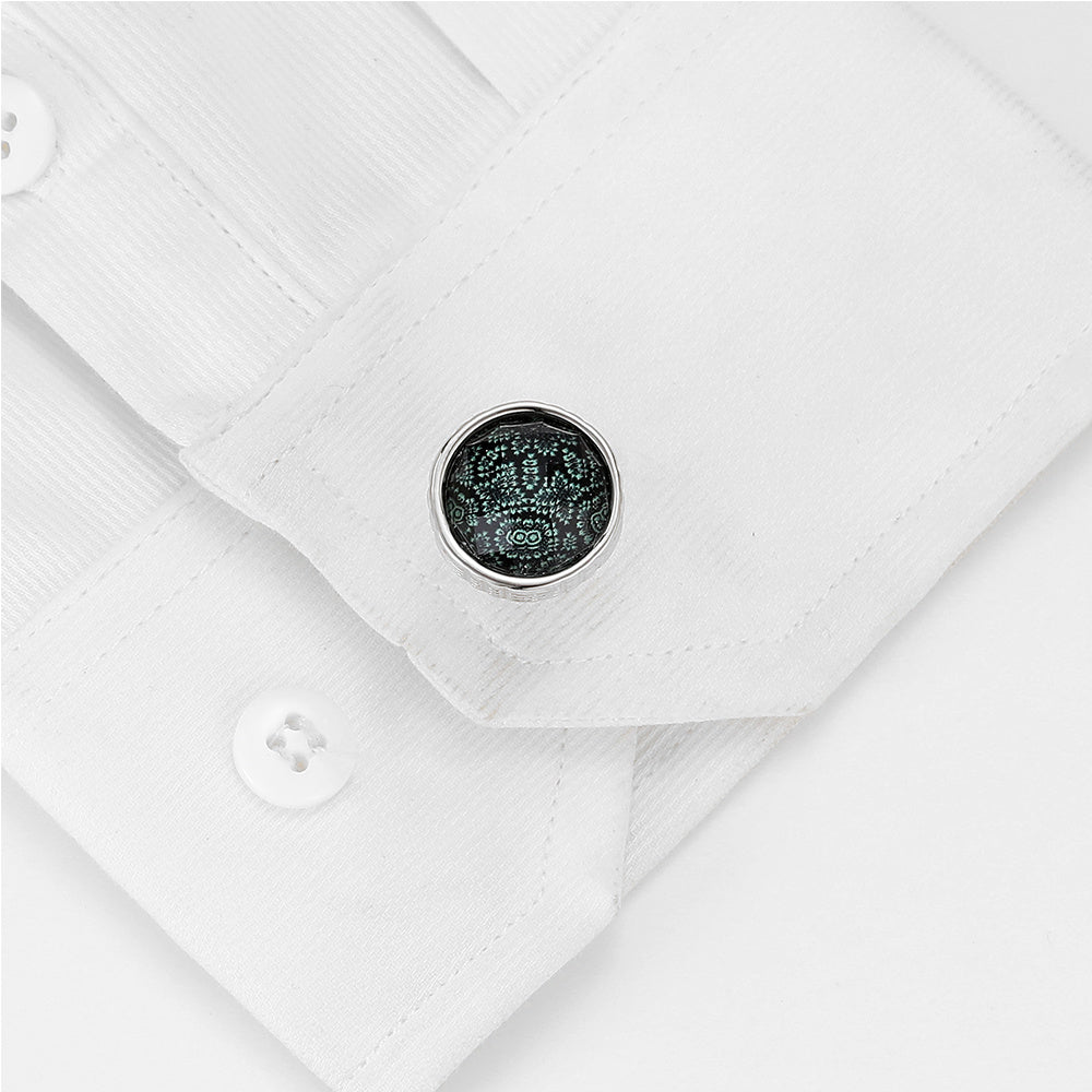 Men's Green Round Shirt Cufflinks