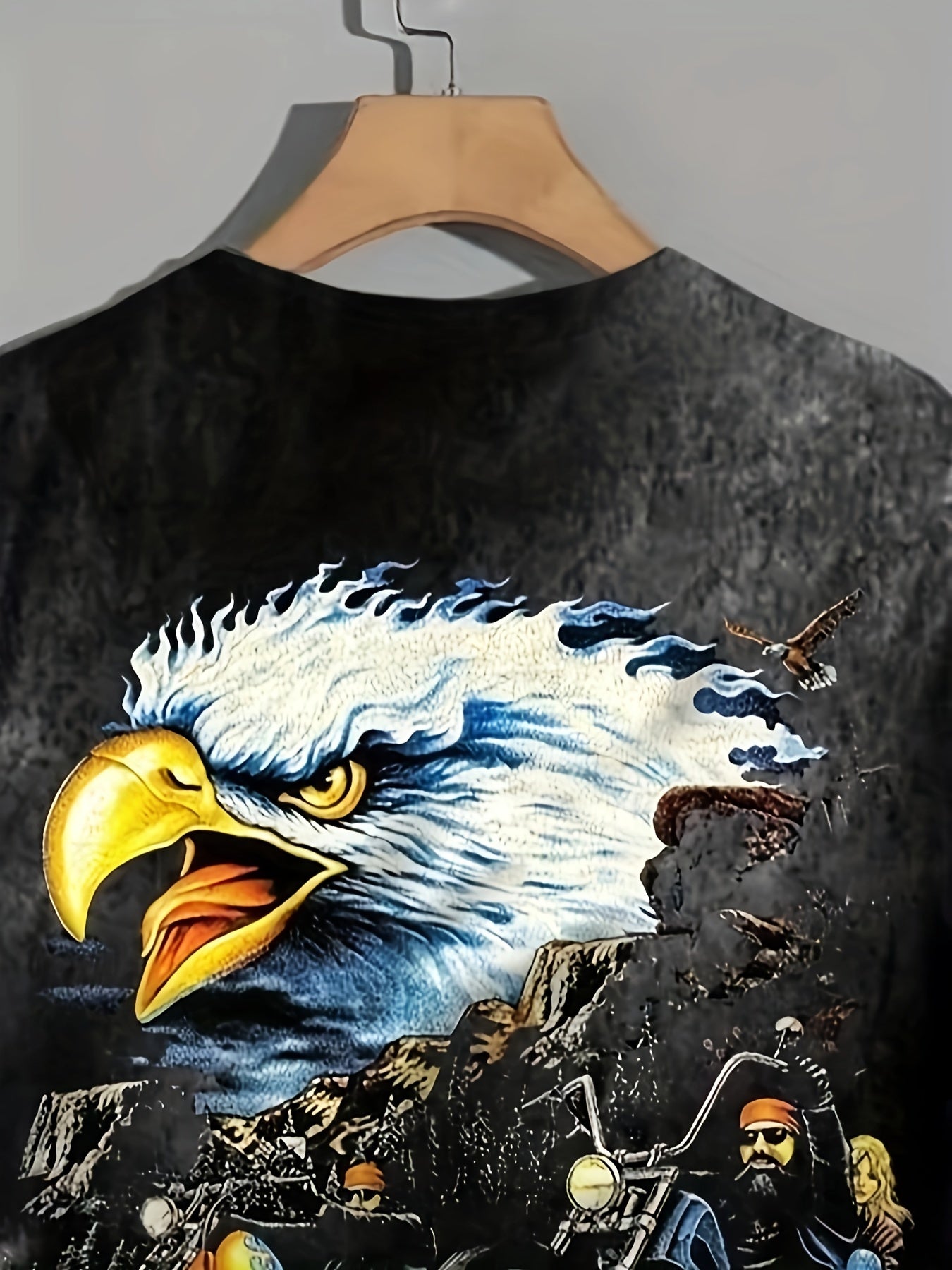 Eagle Pattern Print Men's Short Sleeve Comfy T shirt Graphic Tee