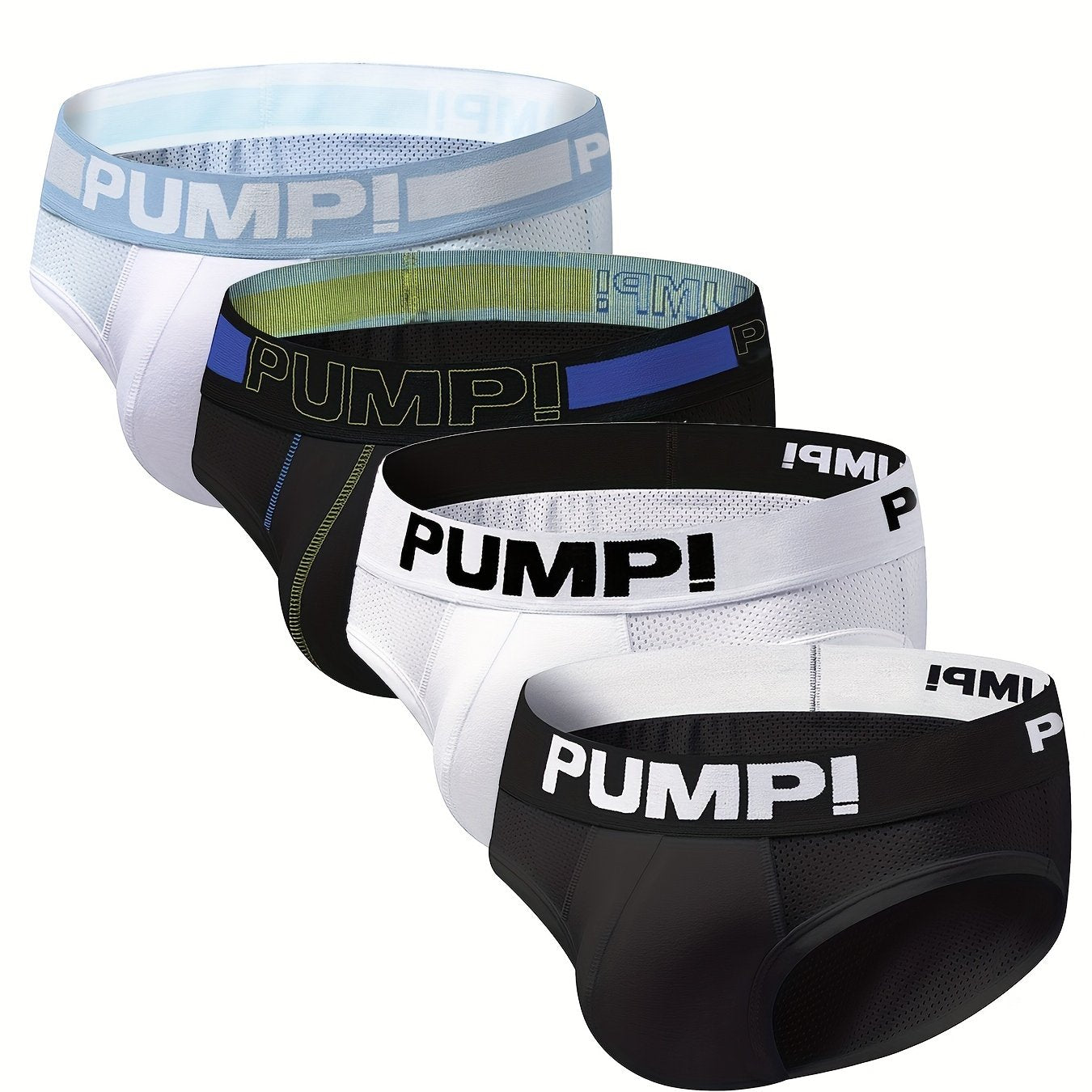CMENIN 4Pcs Men's Mesh Sports Briefs Elastic Waist Breathable Letter Pattern
