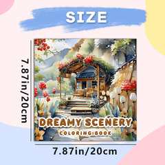 Deluxe Adult Coloring Book, 22 Pages, 20x20cm, Soothing Scenery, Birthday Gift