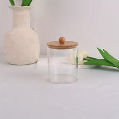 Bamboo Lid Cylinder Acrylic Storage Box