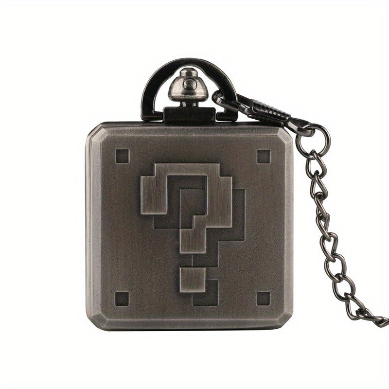Vintage Square Quartz Pocket Watch Pendant Chain Gift