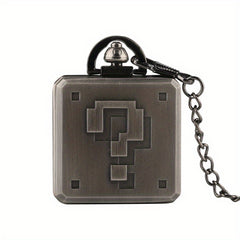 Vintage Square Quartz Pocket Watch Pendant Chain Gift