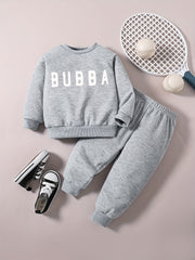 Baby Boy Letter Graphic Sweatshirt Pants Set Kids Clothes