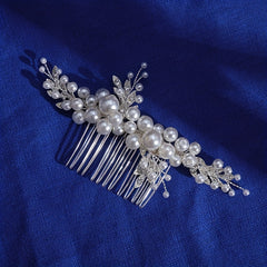 Faux Pearl Crystal Hair Comb Bridal Jewelry Insert Comb